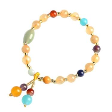 Imagem de Pulseira Feminina "Aura" – Pedras Naturais e Cristais – Prosperidade, Proteção e Energia Positiva - Acomapanha Bolsa de Veludo