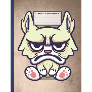 Imagem de Composition Notebook: Frowning funny cat 8.5 x 11 Inches, 110 Pages Composition Book, Wide Ruled Comp Book, Writing Journal Notebook With Lined Paper, Home School Supplies