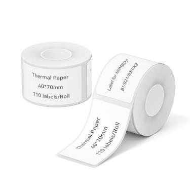 Imagem de NIIMBOT Etiquetas, 2 rolos 1,57" x 2,76" (40 x 70 mm) 110 etiquetas/rolo de etiqueta térmica autoadesiva, compatível com NIIMBOT B1/B21/B3S/B31/K3 impressora de etiquetas para casa/escritório/negócios