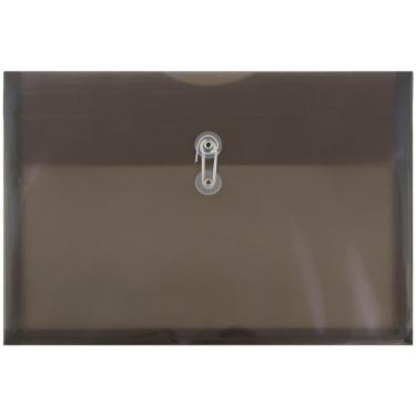 Imagem de JAM PAPER Envelopes de plástico com fecho de botão e cordão - Folheto Legal - 23,5 x 35,5 cm - Cinza fumê - Pacote com 3