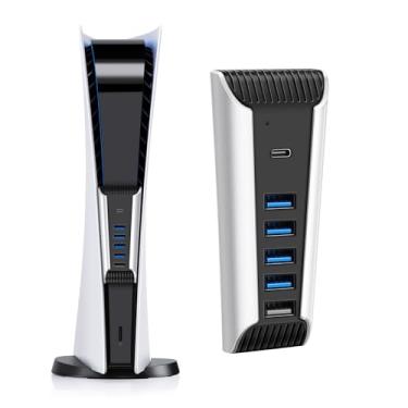 Imagem de TNP Products Hub USB para console PS5 – adaptador de expansão extensor de porta USB de alta velocidade com 4 USB 2.0, 1 porta USB 3.1 e 1 porta de carregamento para PlayStation UHD e edição digital