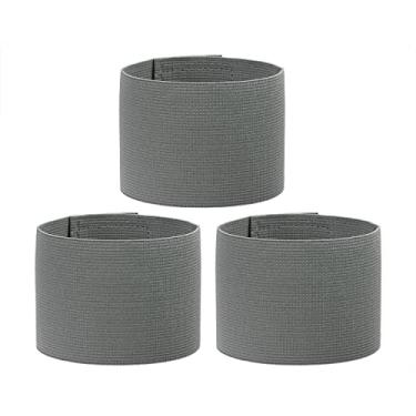 Imagem de ONLYKXY Braçadeiras de capitão de 3 peças 7 x 32,5 cm/2,7 x 12,8 polegadas braçadeira de líder ajustável braçadeira esportiva para futebol, basquete, vôlei, equipe escolar, competição, treinador, jogadores, braçadeiras (cinza)