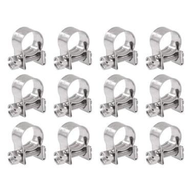 Imagem de 12 Pcs Mini Linha de Injeção de Combustível Aço Inoxidável Ajustável 8-10mm Faixa Braçadeira de Mangueira para Tubo de Gasolina Diesel Encanamento Automotivo (8-10mm)(10-12mm)