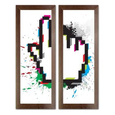 Imagem de Kit 2 Quadros Geek Gamer Vídeo Game Joysticks Jogos 20x60cm com Moldura (Kit Gamer 007)