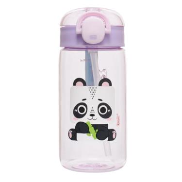 Imagem de Garrafa Infantil Tritan Com Canudo Silicone Antivazamento Escolar (Lilas Panda Pandi)