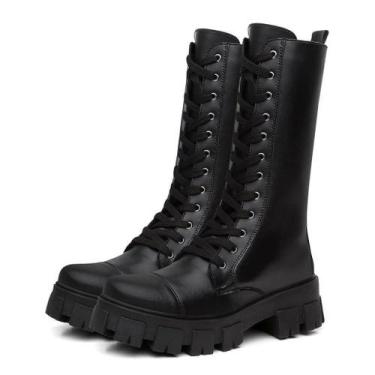 Imagem de Bota Coturno Cano Longo Alto Blogueira Preto - Myrol Outlet, 42