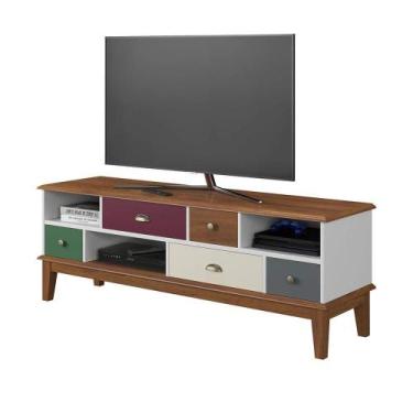 Imagem de Rack Adam 5 Gavetas Branco Colorido 149cm - 75086 - Sun House