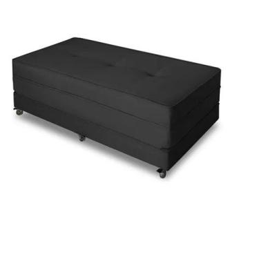 Imagem de Puff Cama Casal Dobrável Com Rodízios  - LINDECOR, Preto