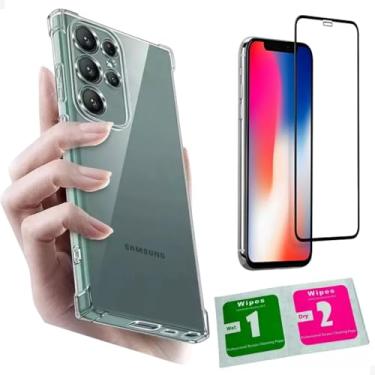 Imagem de [GL CASES] Capa S25 Ultra Capinha Samsung S25 Ultra Case Clear Anti Impacto Reforçada Silicone Transparente Flexível Anti Choque Com Proteção De Câmera + Pelicula Samsung Galaxy S25 Ultra Vidro 3D