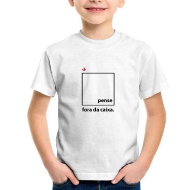 Imagem de Camiseta Infantil Pense fora da caixa - Foca na Moda, Branco, 10