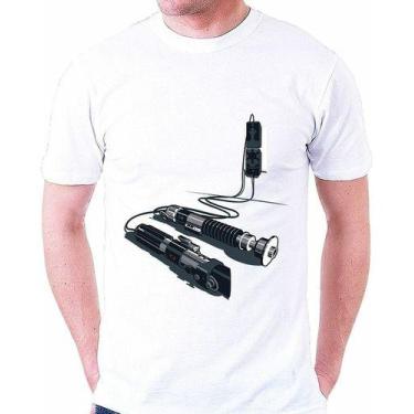 Imagem de Camiseta Star Wars Sabre de Luz Usb - Vesttuario, M, Branco