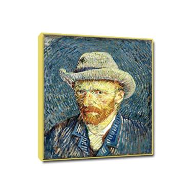 Imagem de Famosa arte de parede pinturas a óleo de Van Gogh sobre tela - "autorretrato com chapéu de feltro cinza" reprodução em tela e pôsteres - impressão de imagem de paisagem em tela para decoração de casa