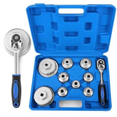 Imagem de BETOOLL Conjunto de 10 chaves de filtro de óleo, conjunto de soquete de filtro de óleo com 24, 27, 29, 30, 32, 36, 38, 64, 64,5 mm, compatível com Toyota VW BMW GMC Sierra Ford Volvo