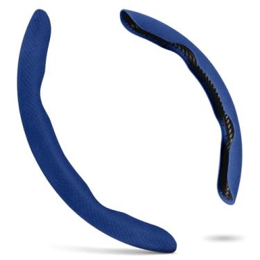 Imagem de PAUUOOA Capa de volante Alcantara de 2 peças - Design esportivo dividido para rodas em forma de D & O, toque suave · Aderência antiderrapante · Conforto para todas as estações · Material de luxo