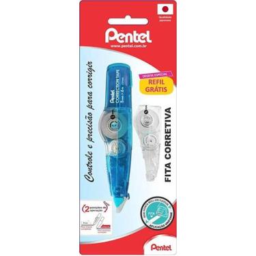 Imagem de Fita Corretiva Pentel Correction Tape Retrátil 5mmx6m + Refil Grátis, 