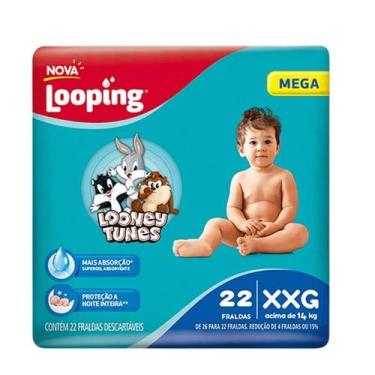 Imagem de Fralda Looping Looney Tunes Mega XXG com 22 Unidades
