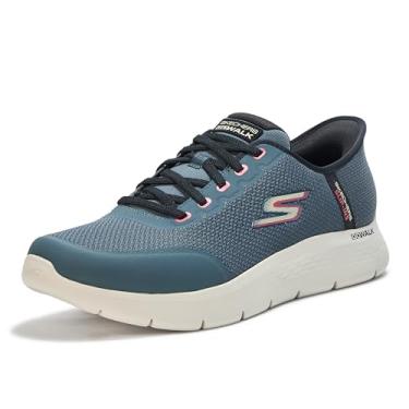 Imagem de Skechers Tênis masculino Hands Free Slip-ins Go Walk Flex-Netro, ardósia, 8.5 X-Wide