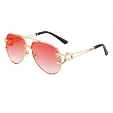 Imagem de HCPIHF Óculos de sol femininos e masculinos com lentes de óculos escuros UV400, armação de metal retrô, óculos de sol ovais, 5, tamanho único