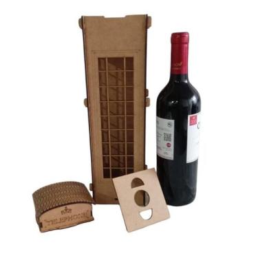 Imagem de Caixa porta Vinho em MDF com Tampa - Embalagem para Presente - Modelo 