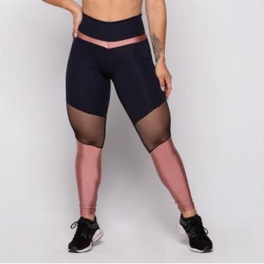 Imagem de Conjunto Fitness Dily Poliamida Preta com Recortes em Metalic e Tela S