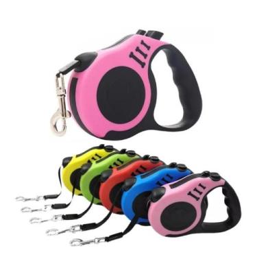 Imagem de Guia Retrátil Fita 5m Plus  até 20kg - Mais Dog, Rosa