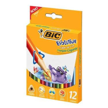 Imagem de Lápis de Cor Triangular Gigante Evolution - 12 Cores - Bic