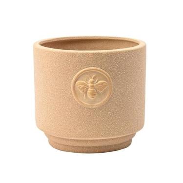 Imagem de Napco Imports Vaso de flores de ervas suculentas para ambientes internos e externos, 12 cm, cerâmica em relevo, abelha