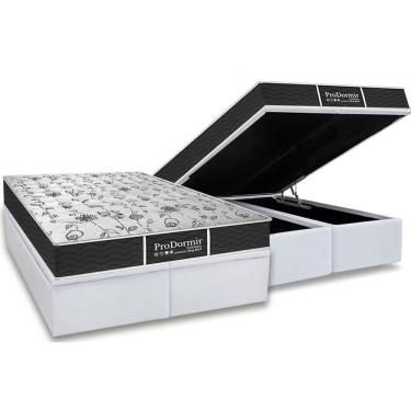 Imagem de Cama Box Baú King: Colchão Molas MasterPocket Ensacadas Probel Prolastic ProDormir Sleep + Base crc Courano White (193x203)