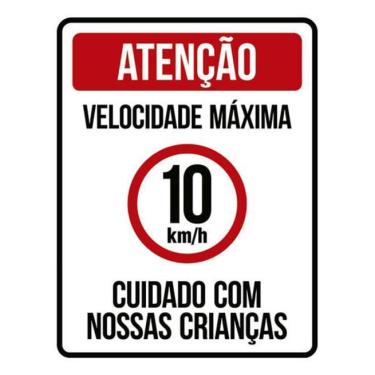 Imagem de Kit 10 Placas Velocidade Máxima 10Km Crianças 36X46