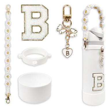 Imagem de Conjunto de monograma fofo de bota de silicone compatível com garrafa de água Owala 1,134 g - Acessórios perfeitos para Owala Tumbler, Owala Free Sip, Pink Owala, Black Owala, copo de café owala