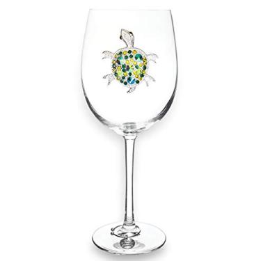 Imagem de THE QUEENS' JEWELS Turtle Jeweled Stemmed Wine Glass - Unique Gift for Women, Birthday, Cute, Fun, Beach, Not Painted, Decorated, Bling, Bedazzled, Rhinestone