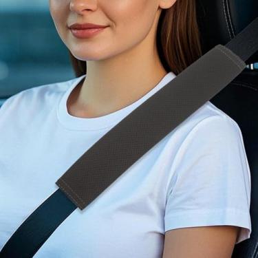 Imagem de GAMPRO Almofadas de cinto de segurança de carro respiráveis perfuradas, alça de segurança de couro sintético de microfibra para adultos e crianças (1, preto)