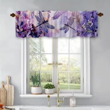 Imagem de Cortina borboleta borboleta primavera com bolso para varão, saia rosa lavanda floral lilás roxo azul Butterfies cortina para banheiro sala de estar 137 x 45 centímetros