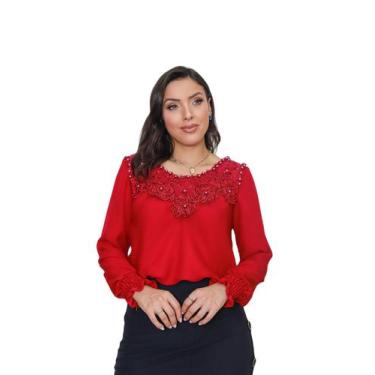 Imagem de Blusa feminina manga longa moda evangélica crepe sku:bml14 - R.S MODAS