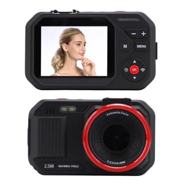 Imagem de Câmera Digital de 48MP, Câmera de Vídeo de Foco Automático para Fotografia, Telas Duplas, Zoom Digital 16x, Câmera Digital de Apontar e Disparar para Adolescentes para (Preto)