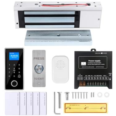 Imagem de guanghuifeng Kit De Controle De Acesso À Porta Magnética Elétrica À Prova D'Água Com Impressão Digital - Força De Retenção De 1200 Lb, Teclado/Leitor Rfid, 5 Cartões De Identificação, Fonte De Alime