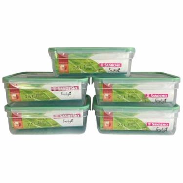 Imagem de Kit 5 Pote Plástico Com Travas Hermético 2,5l Freshy Sanremo