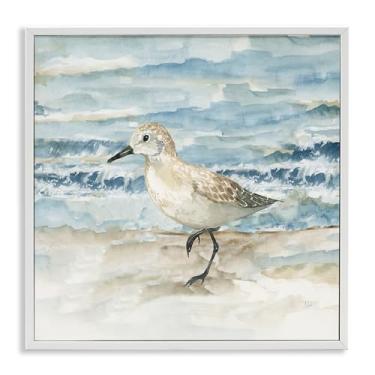 Imagem de Stupell Industries Balancing Sandpiper on Shore White Framed Giclee Art, design by Nan, 17 x 17