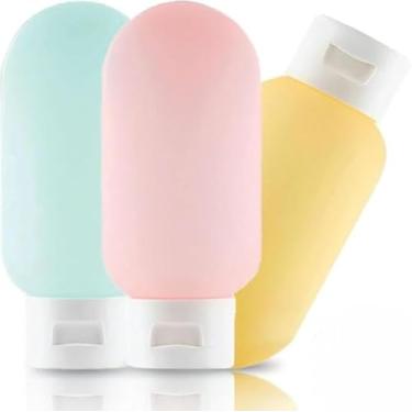 Imagem de Kit Frascos de Viagem 3x60ml à Prova de Vazamentos – Frascos Refil Portáteis Coloridos para Shampoo, Condicionador e Cosméticos | Bagagem de Mão.