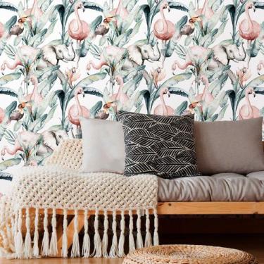 Imagem de Papel de Parede Tropical Flamingos Aquarela 270 - Inove Papéis de Pare