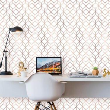 Imagem de Papel de Parede Geométrico Stylish White Rose Gold 270 - Inove Papéis 