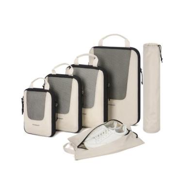 Imagem de Conjunto de cubos de compressão BAGSMART 6 para viagens bege
