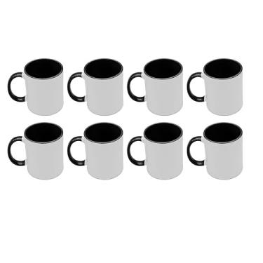 Imagem de Canecas de sublimação 325 ml, interior e alça preta - Xícaras de café premium para projetos de prensa térmica - Design versátil de caneca de café ideal para criações personalizadas, conjunto de 8