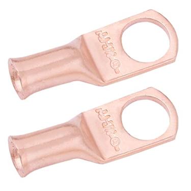 Imagem de SELTERM Parafusos de 8 AWG 0,6 cm (2 peças) UL para serviço pesado, extremidades do cabo de bateria, ilhós de cobre nu, conectores de terminal de anel tubular [B5]