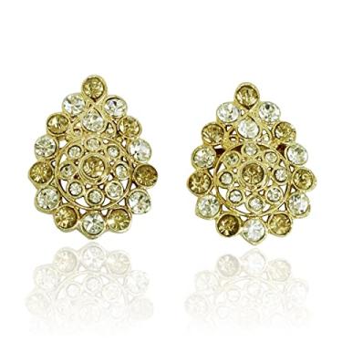 Imagem de Touchstone Brincos artísticos indianos de Bollywood em tom dourado prateado para mulheres., Metal