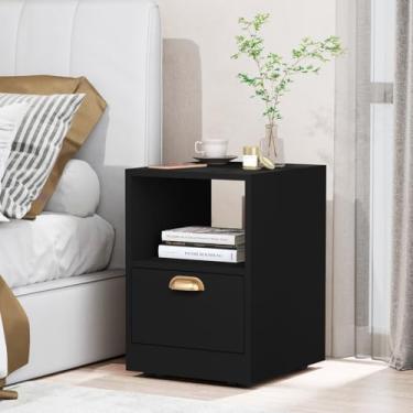 Imagem de Mesa de Cabeceira Set organizador criado mudo box para quarto com gaveta (Preto)