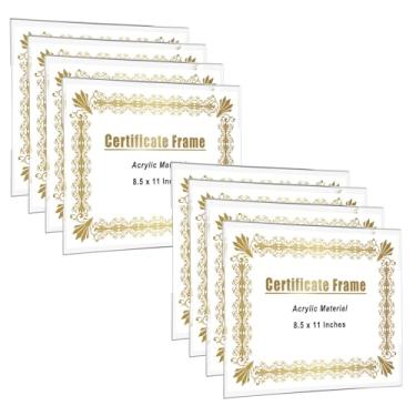 Imagem de JUXUES Pacote com 8 molduras de certificado profissional de acrílico transparente para parede, molduras de diploma de 21 x 28 cm, moldura profissional de parede para documento de certificado de