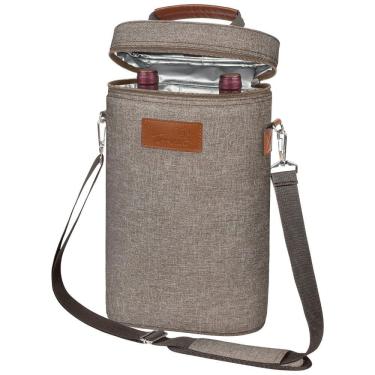Imagem de Bolsa Térmica Para Transporte de Vinhos até 2 Garrafas com Alça Ajustável, Cáqui, Cáqui, TIRRINIA, Cáqui