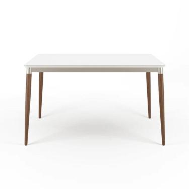 Imagem de Mesa de Jantar Retangular com Tampo de Vidro Abbey Off White 135cm