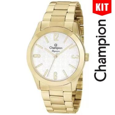 Imagem de Relógio Champion Kit Dourado Feminino Cn26546w Relógio Champion Feminino Elegance Cn26546w